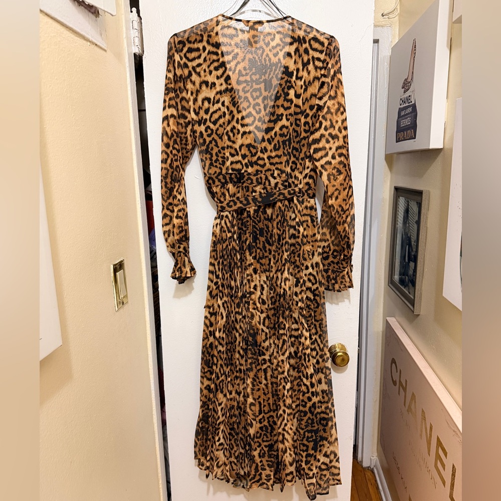 🐆 H&M Leopard Print Wrap Midi Dress – US 10 - Picture 2 of 9